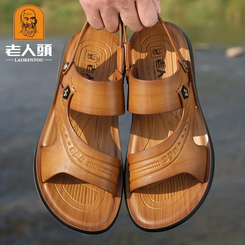 LAORENTOU Leather Non Slip Sandals for Men