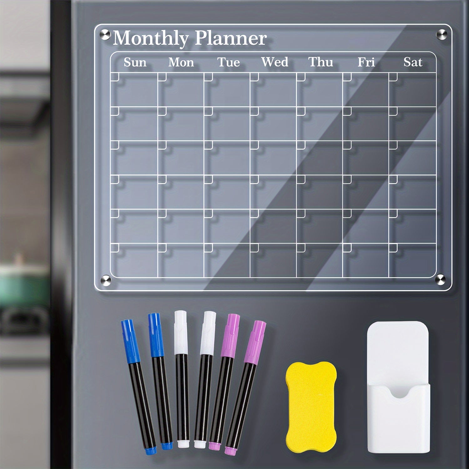 Magnetic Monthly Calendar & 6 Markers