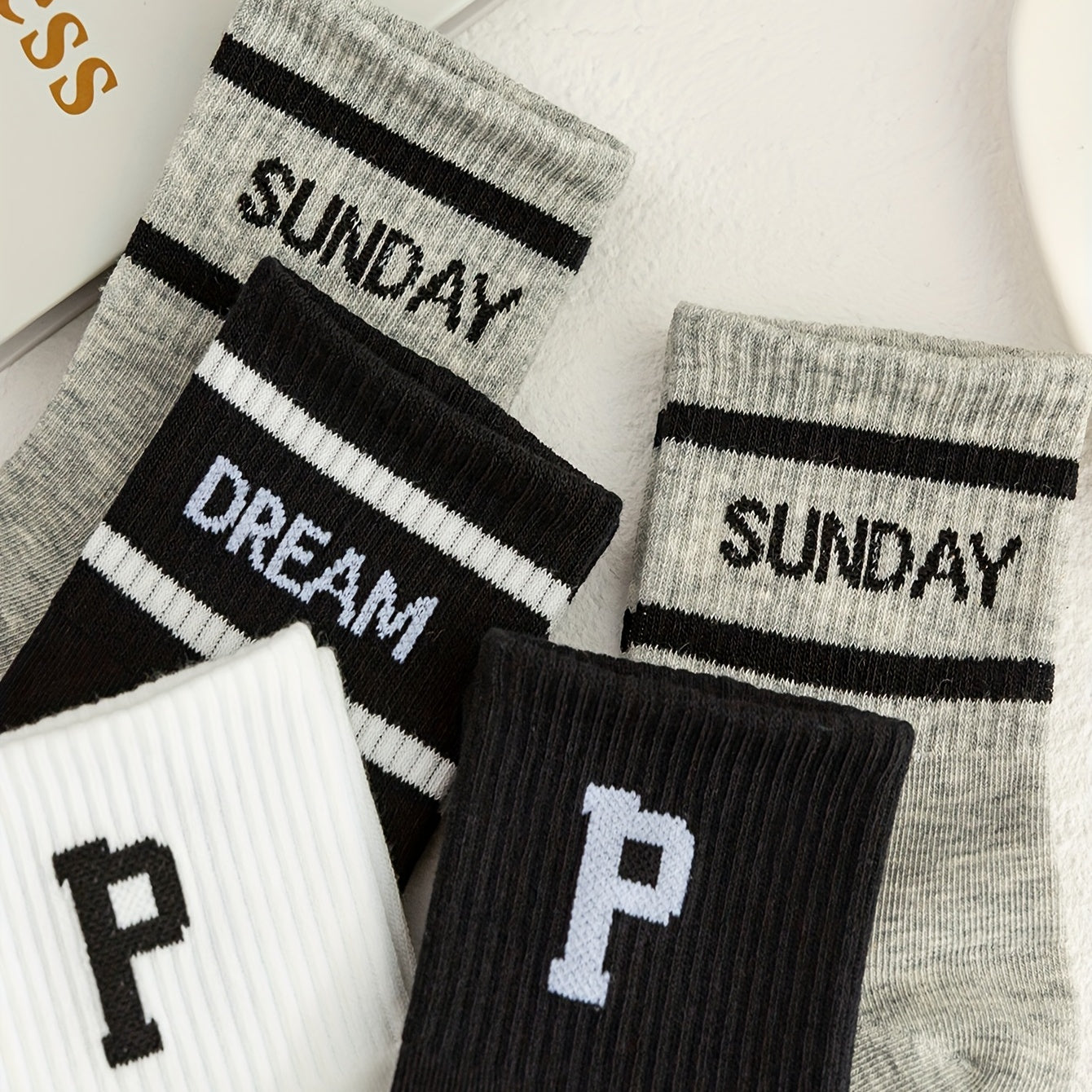 Boys Kids Letter P Print Socks Cotton Warm Crew Socks Children's Socks