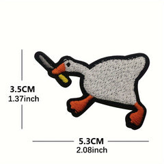 Funny Goose With Patch Embroidery Hook And Loop Patches For Clothing