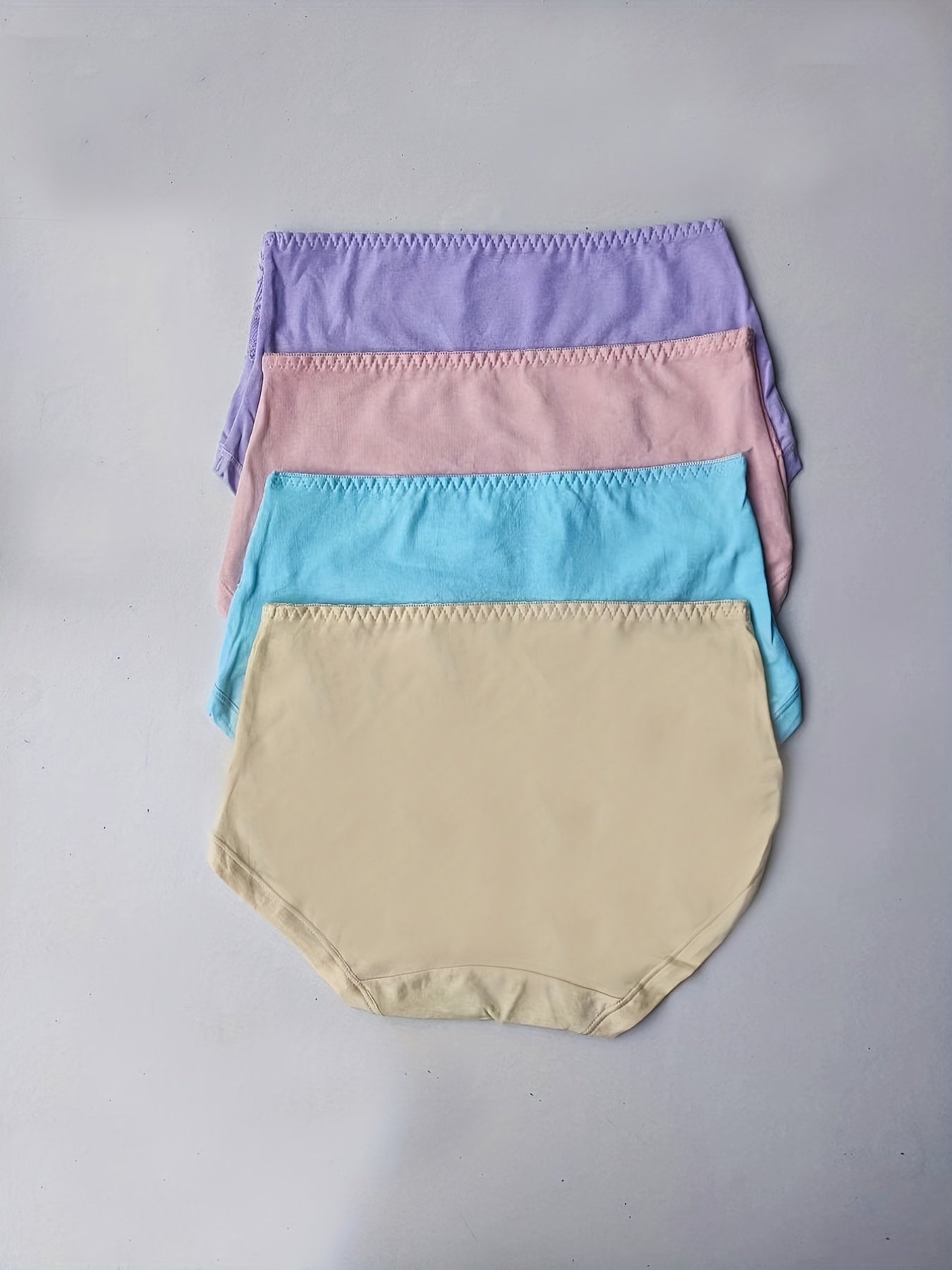4pcs Lace Briefs Breathable Mid Rise Stretchy Panties Women's Lingerie