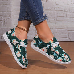 Green Santa Claus Pattern Skate Shoes for Women