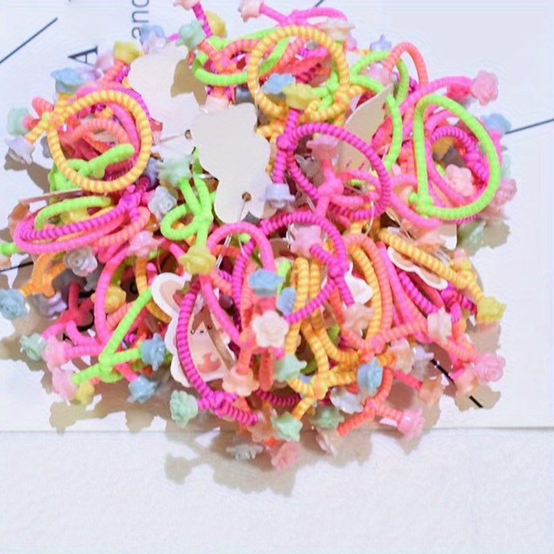 100pcs Sweet Hair Tie Elastic Hair Bands Ponytail Holders for Baby Girls