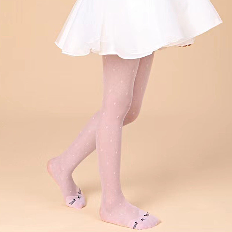 Girls Cat Embroidery Mesh Pantyhose for Summer