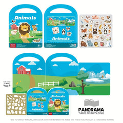 Reusable Sticker Book for Kids - 6 Themes, Animals, Fruits, Easy Peel & Stick