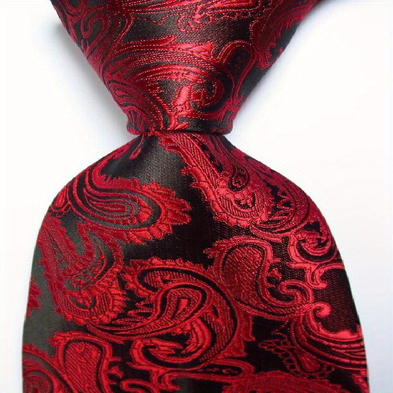 Paisley Tie Men's Set Pink Red Orange Woven