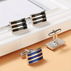 Rectangular Striped Paint French Cufflinks Suit Sleeve Nail