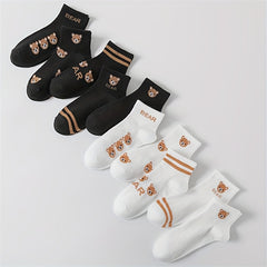 10 Pairs Cartoon Bear Socks Women's Stockings