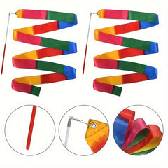 380cm Gymnastic Dance Ribbon Colorful Dancing Ribbon With Handle