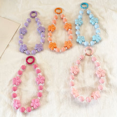 Dopamine Plum Blossom Beaded Keychain For Girls