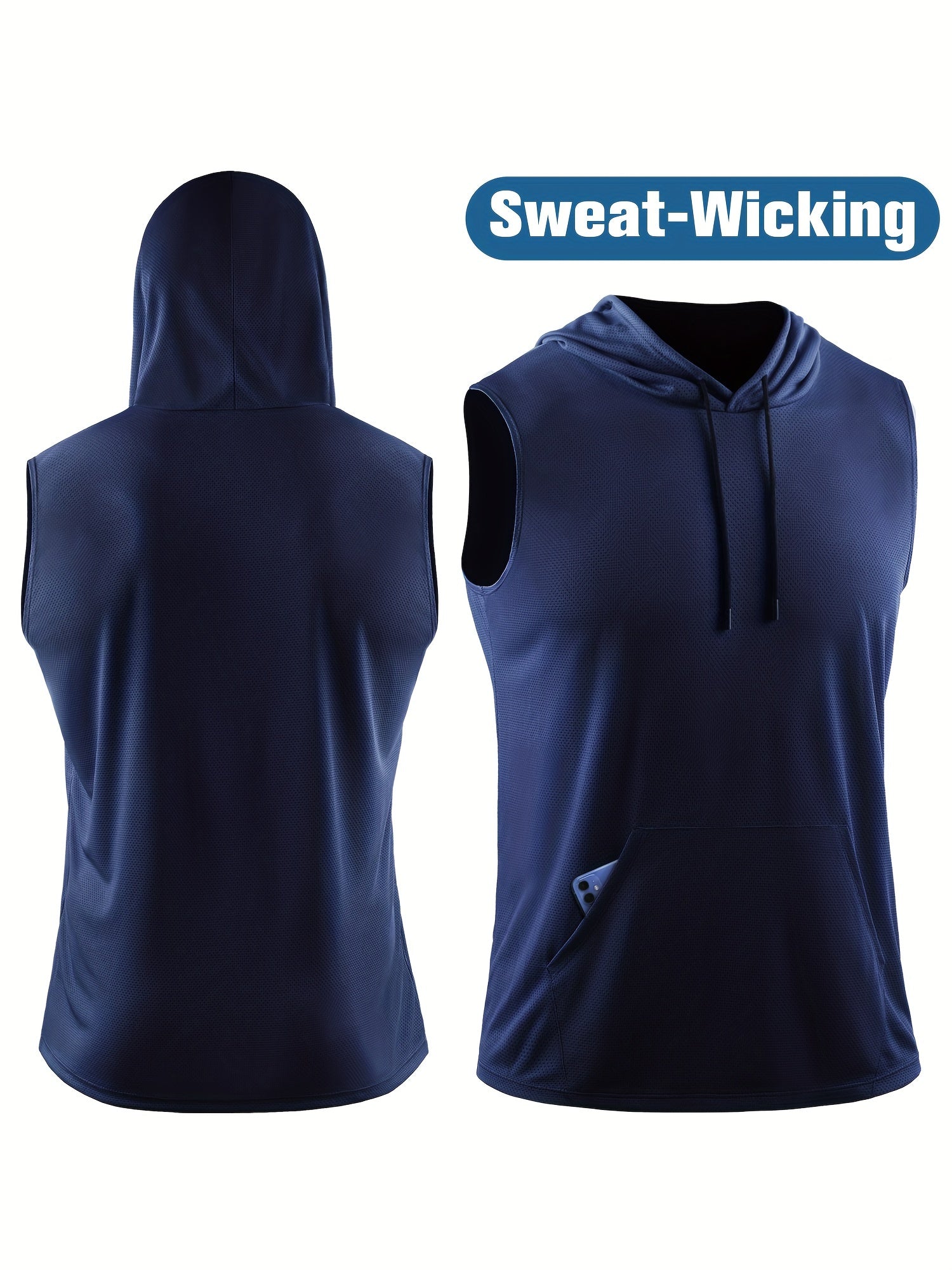 Men's Hooded Sleeveless Stretch Tank Top