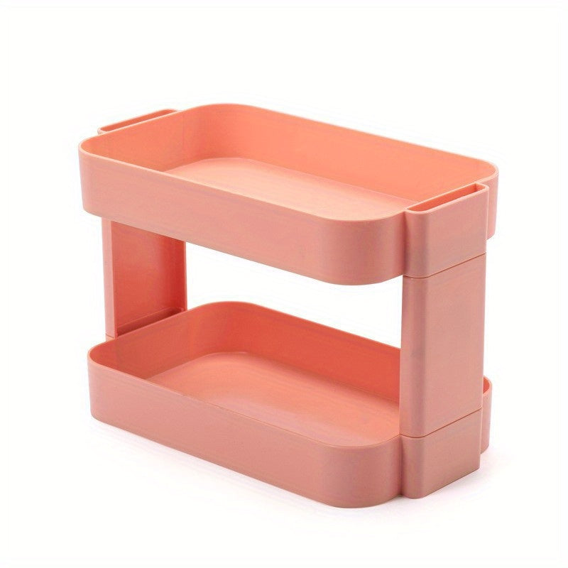 Desktop Cosmetic Storage Box Pink Makeup Organizer For Vanity Dresser