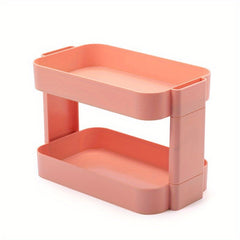 Desktop Cosmetic Storage Box Pink Makeup Organizer For Vanity Dresser