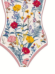 Plus Floral Ruffle Bodysuit & Wrap Dress Swimsuit Set