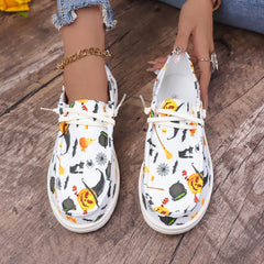 Women's Halloween Style Skateboarding Shoes with Pumpkin Bat Spider Pattern