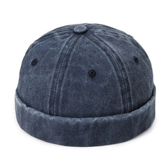 Men's Solid Washed Denim Beanie Hat