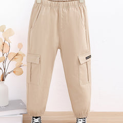 Boys Cotton Cargo Pants Loose Fit Casual Kids Clothes