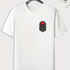 Men's Pattern Print Sports T-shirt, Graphic Tee for Fitness