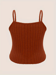 Solid Ribbed Knit Camisole Sleepwear Top