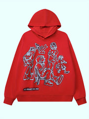 Cartoon Graphic Print Hoodie Sweatshirt Women