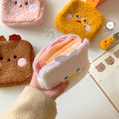 Cartoon Plush Shoulder Bag Small Cosmetic Bag for Travel