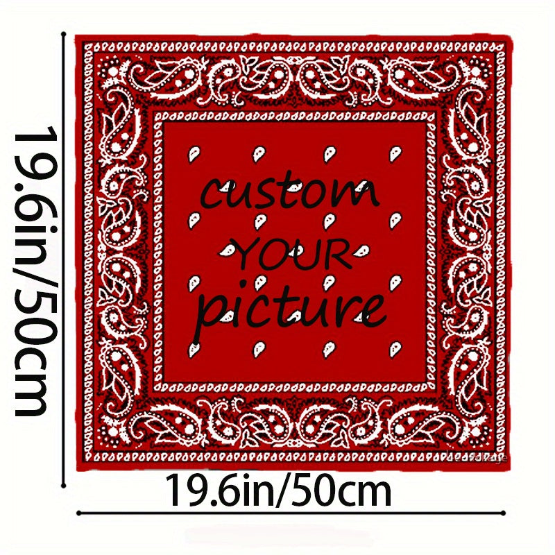 Red Floral Print Polyester Scarf Mature Style Decoration Square Scarf