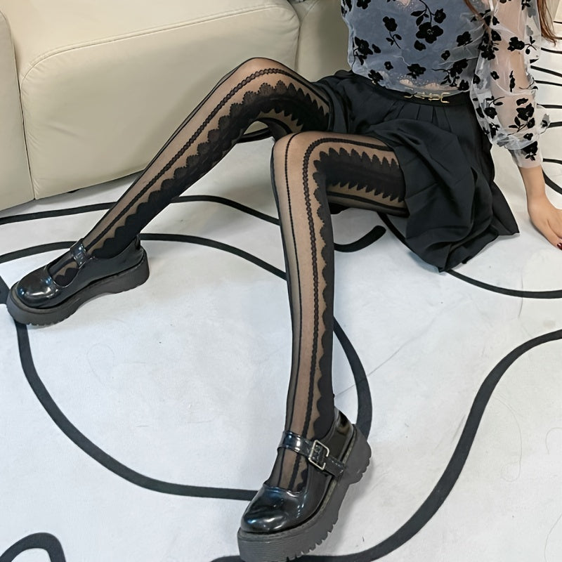 Sexy Jacquard High Waist Pantyhose Slim Fit Tights