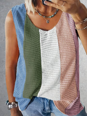 Waffle Knitted Sleeveless Tank Top for Women Summer Casual Wear