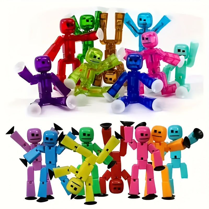 2pcs Colorful Robot Suction Cup Toys Stretchable Figurines