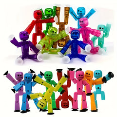 2pcs Colorful Robot Suction Cup Toys Stretchable Figurines