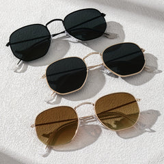 3pcs Metal Square Frame Sunglasses with Zipper Case