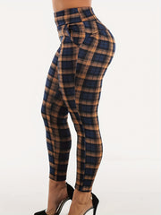 Women's Plus Plaid Print High Rise Skinny Leggings
