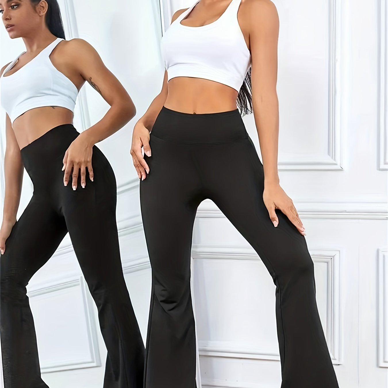 High Waist Flare Leg Pants Yoga Sports Bell Bottom Leggings Activewear