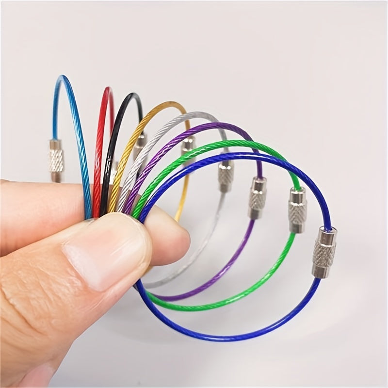 7pcs Outdoor Climbing Keychain Luggage Tag Rubber Steel Wire Loop