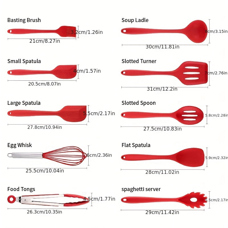 10pcs Silicone Kitchen Utensils Set Spoon Spatula Egg Beater Brush Baking Kit