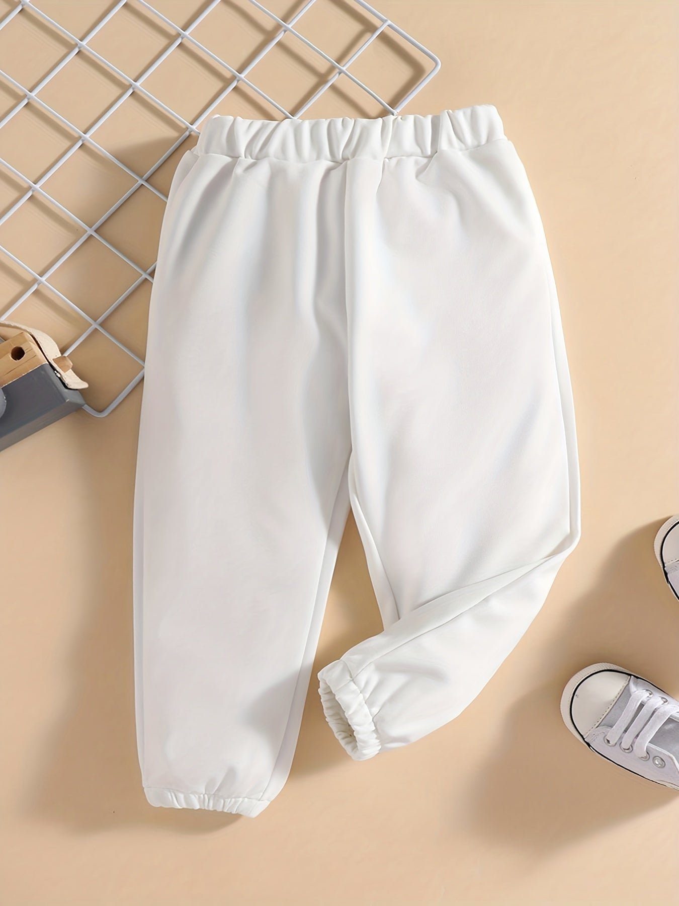Baby Girls Casual Plain Elastic Waist Sports Pants