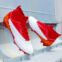 Professional Boy's AG Cleat Football Boots Anti Skid High Top Soccer Cleats