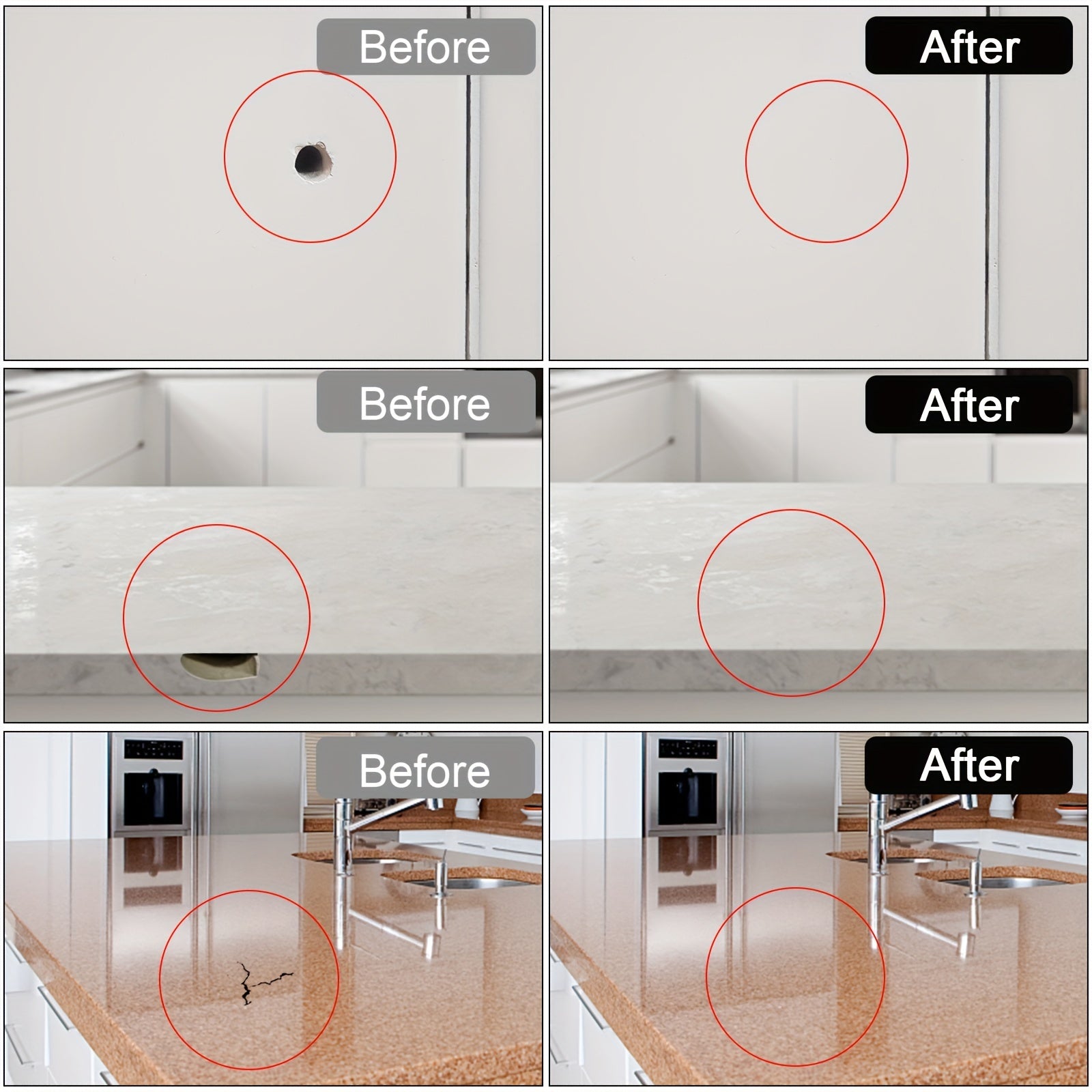 LANBOKIT Tub Tile Shower Repair Kit - Porcelain Bathtub Chips Holes Scratchs Fib