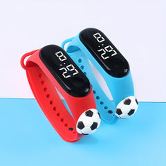 2pcs Football LED Display Electronic Watch Set Boys & Girls Bracelet Combo