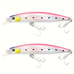 Slow Sinking Minnow Lure Bass Tuna Hard Bait Treble Hook