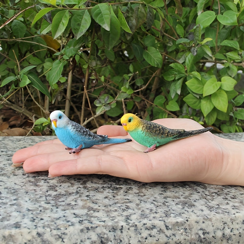 Mini Budgie Parrot Set Realistic PVC Bird Figurines Colorful Desk Ornaments