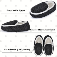 Boys Warm Fleece House Shoes Non Slip Soft Bottom Indoor Shoes