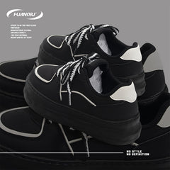 HUANQIU Platform Sneakers For Women Lace up Non slip Comfy Walking Shoes