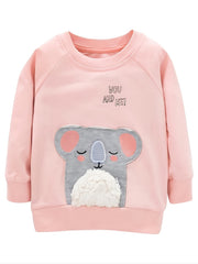 Animal Embroidered Zip Pocket Toddler Girls Sweatshirt