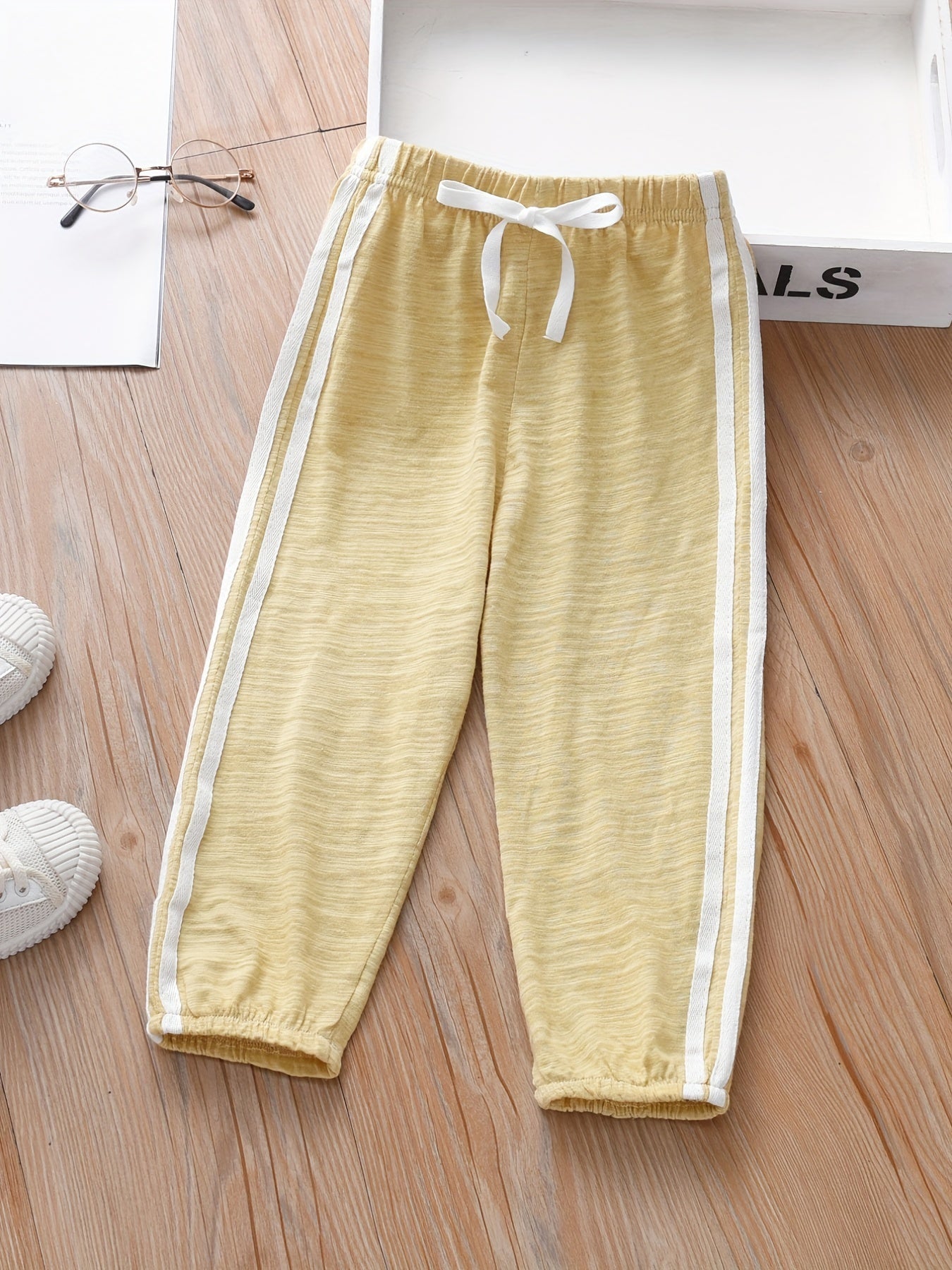 Girls Block Sweatpants Elastic Waist Thin Casual Sport Jogger Pants