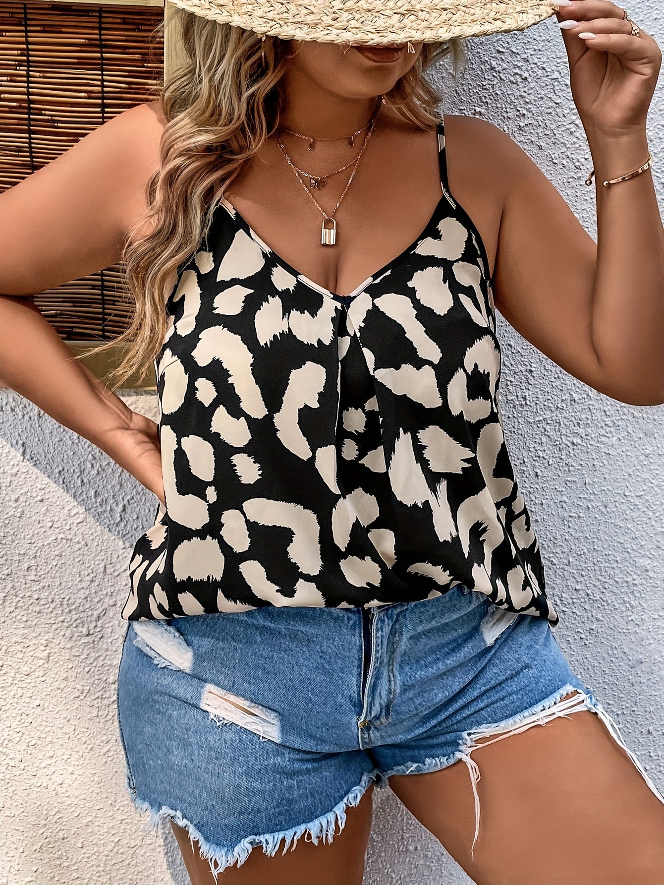 Leopard Print V Neck Cami Top