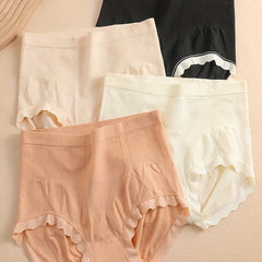 4pcs High Waist Scallop Trim Briefs Stretchy Intimates Panties