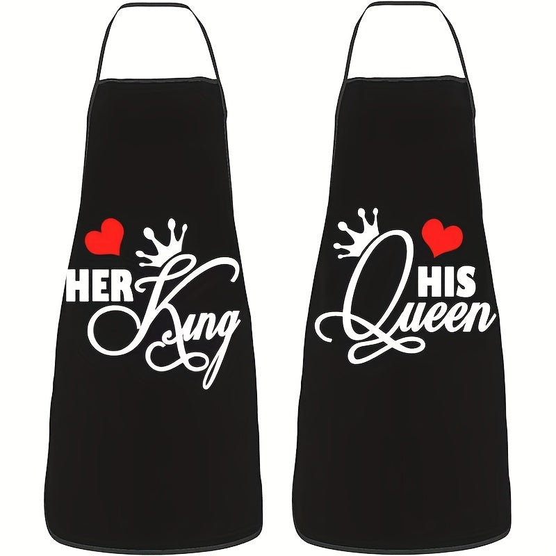 2pcs set Polyester Apron Cooking Kitchen Aprons For Couples