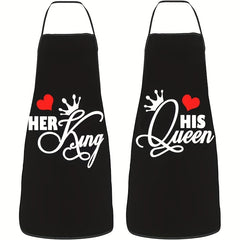 2pcs set Polyester Apron Cooking Kitchen Aprons For Couples