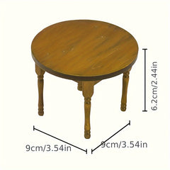 3pcs Wooden Furniture Set Dollhouse Table and Chairs DIY Photography Props